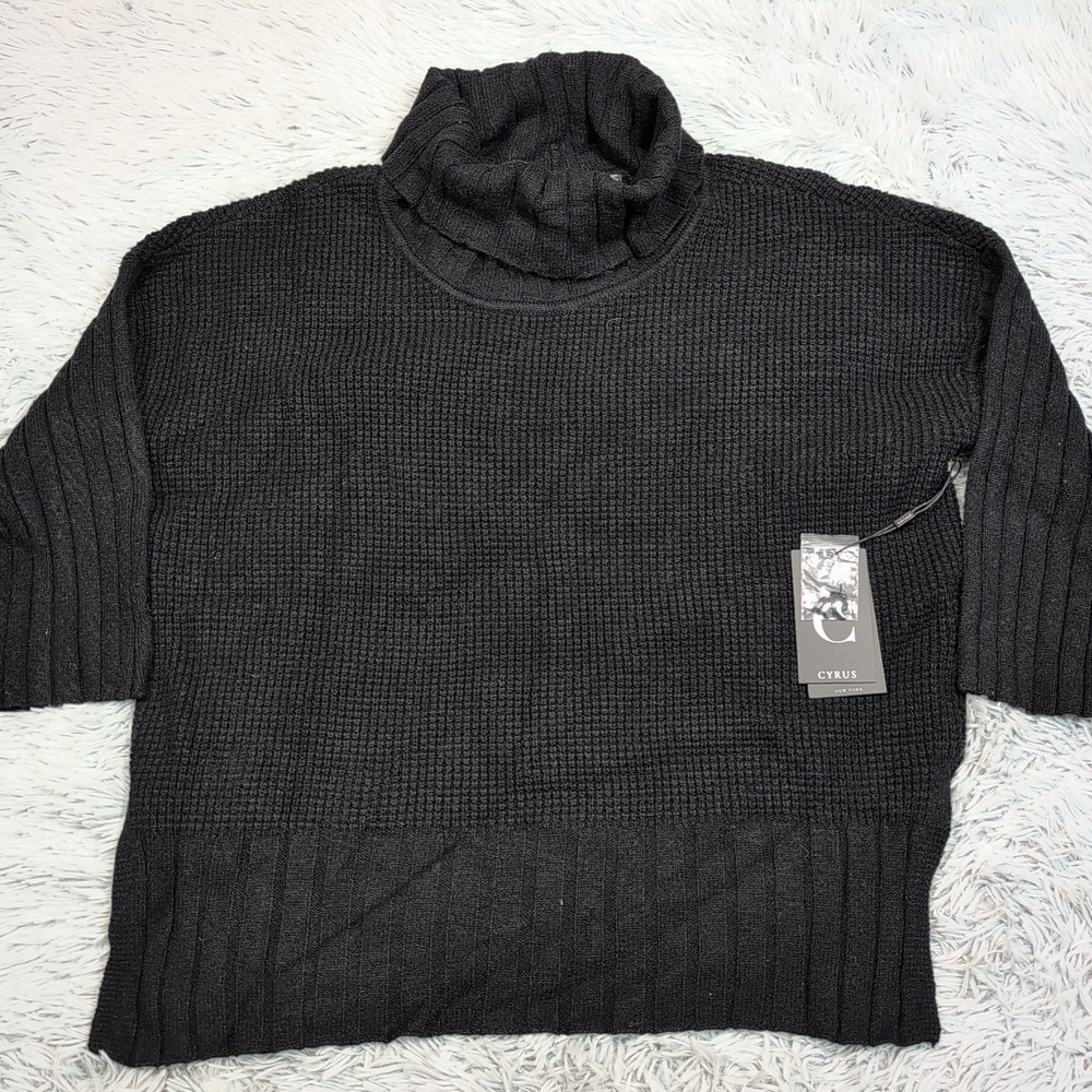 Cyrus Sweater Womens S Black Waffle Oversized Soft Comfort‎ Casual Career New